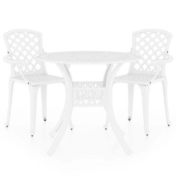 Vidaxl Bistro garnitura 3-delna liti aluminij bela