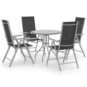 Vidaxl Vrtna jedilna garnitura 5-delna aluminij in tekstil