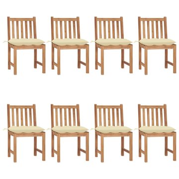 Vidaxl Vrtni stoli 8 kosov z blazinami trdna tikovina