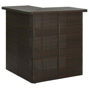 Vidaxl Kotna barska miza 100x50x105 cm poli ratan