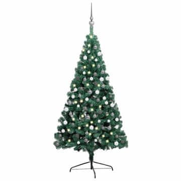 Vidaxl Umetna osvetljena novoletna jelka z bunkicami zelena 150 cm