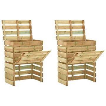 Vidaxl Vrtni kompostnik iz letvic 2 kosa 80x50x100 cm borovina