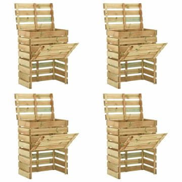Vidaxl Vrtni kompostnik iz letvic 4 kosi 80x50x100 cm borovina