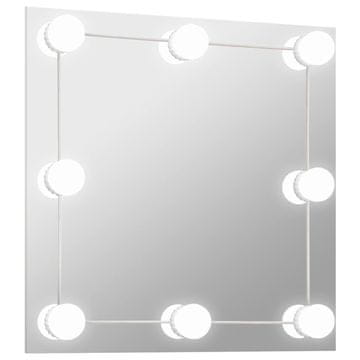 Vidaxl Stensko ogledalo z LED lučkami kvadratno steklo