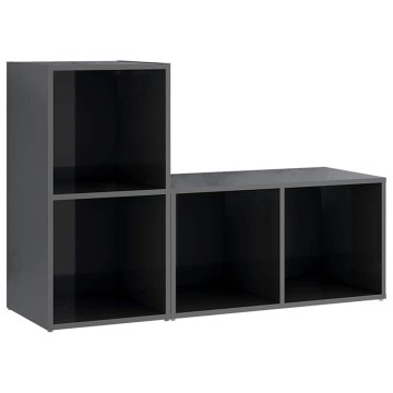 Vidaxl TV omarice 2 kosa visok sijaj sive 72x35x36,5 cm iverna plošča
