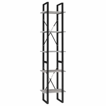 Vidaxl Knjižna omara 5-nadstropna betonsko siva 40x30x175 cm inž. les