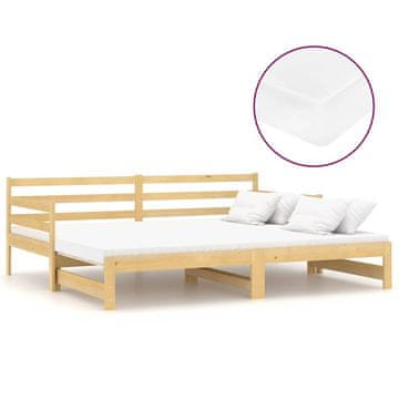 Vidaxl Izvlečna dnevna postelja 2x(90x200) cm trdna borovina
