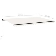 Vidaxl Ročna tenda 5 x 3 m Krem 100% poliester