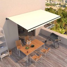 Vidaxl Ročna tenda 5 x 3 m Krem 100% poliester