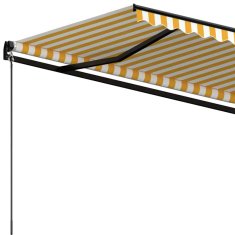Vidaxl Ročna tenda 5 x 3 m Rumene in bele črte 100% poliester