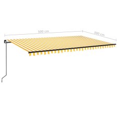 Vidaxl Ročno zložljiva tenda z LED lučmi 500x300 cm rumena in bela