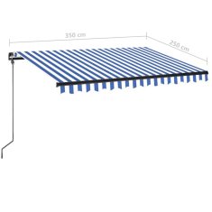 Vidaxl Ročno zložljiva tenda z LED lučmi 350x250 cm modra in bela