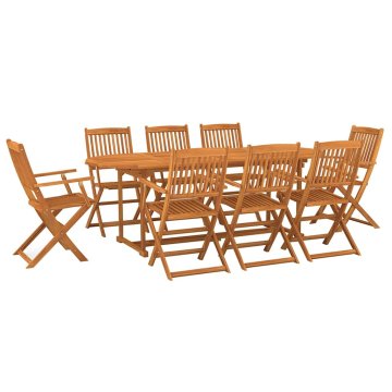 Vidaxl Vrtna jedilna garnitura 9-delna 220x90x75 cm trden akacijev les