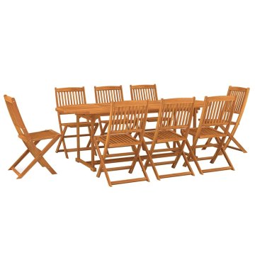 Vidaxl Vrtna jedilna garnitura 9-delna 220x90x75 cm trden akacijev les