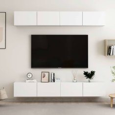 Vidaxl TV omarice 4 kosi bele 100x30x30 cm iverna plošča