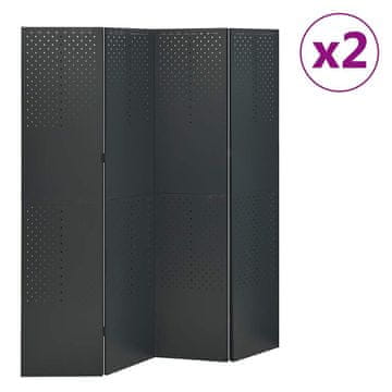 Vidaxl Paravan 4-delni 2 kosa antracitne barve 160x180 cm jeklo