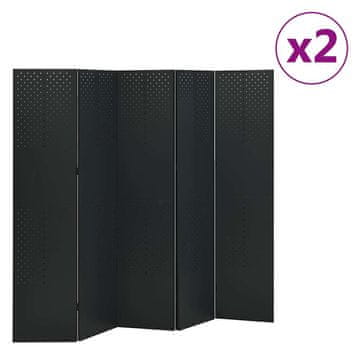 Vidaxl Paravan 5-delni 2 kosa črn 200x180 cm jeklo
