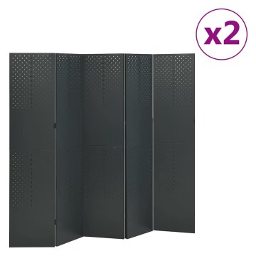 Vidaxl Paravan 5-delni 2 kosa antracitne barve 200x180 cm jeklo
