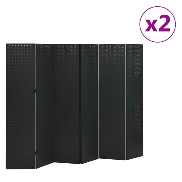 Vidaxl Paravan 6-delni 2 kosa črne barve 240x180 cm jeklo