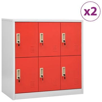 Vidaxl Omara s ključavnico 2 kosa siva in rdeča 90x45x92,5 cm jeklo