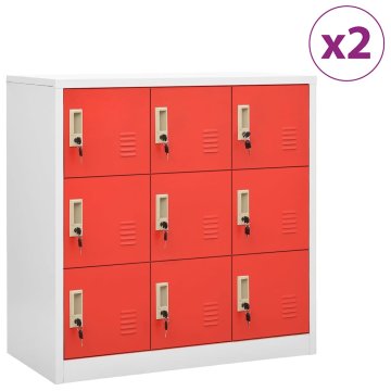 Vidaxl Omara s ključavnico 2 kosa siva in rdeča 90x45x92,5 cm jeklo