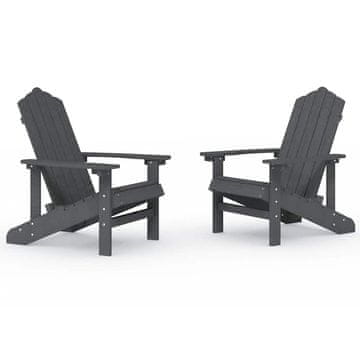 Vidaxl Vrtni stoli Adirondack 2 kosa HDPE antracitni