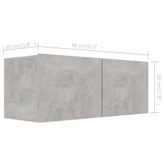 Vidaxl TV omarice 4 kosi betonsko sive 80x30x30 cm iverna plošča