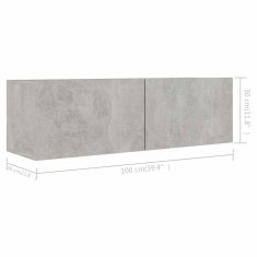 Vidaxl TV omarice 4 kosi betonsko sive 100x30x30 cm iverna plošča