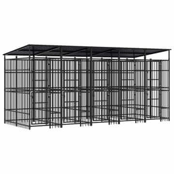 Vidaxl Zunanji pasji boks s streho jeklo 9,22 m²
