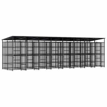 Vidaxl Zunanji pasji boks s streho jeklo 14,75 m²