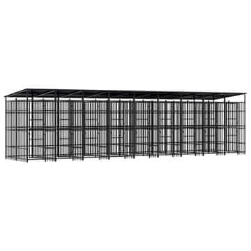 Vidaxl Zunanji pasji boks s streho jeklo 16,59 m²