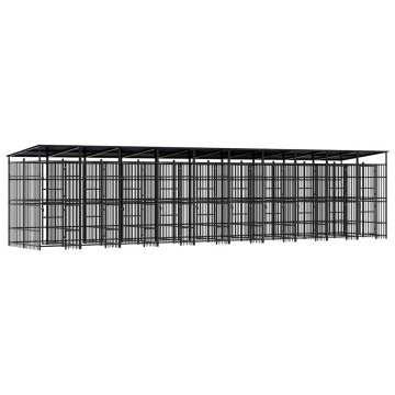 Vidaxl Zunanji pasji boks s streho jeklo 18,43 m²