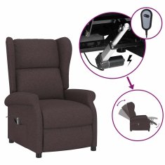 Vidaxl Električni naslanjač temno rjavo blago