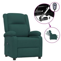 Vidaxl Električni naslanjač temno zeleno blago