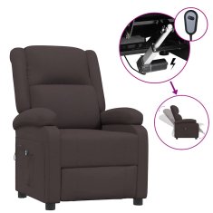 Vidaxl Električni naslanjač temno rjavo blago