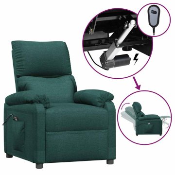 Vidaxl Električni naslanjač temno zeleno blago