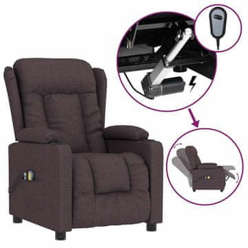 Vidaxl Elektri?ni masažni stol temno rjavo blago