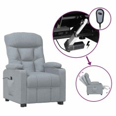 Vidaxl Električni naslanjač svetlo sivo blago