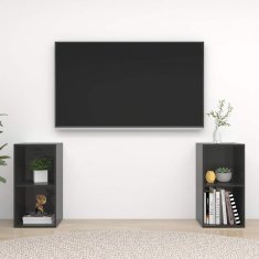 Vidaxl TV omarice 2 kosa visok sijaj sive 72x35x36,5 cm iverna plošča