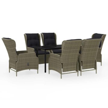 Vidaxl Vrtna jedilna garnitura 7-delna rjava