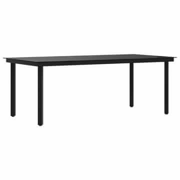 Vidaxl Vrtna jedilna miza črna 200x100x74 cm jeklo in steklo
