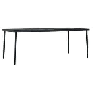 Vidaxl Vrtna jedilna miza črna 200x100x74 cm jeklo in steklo