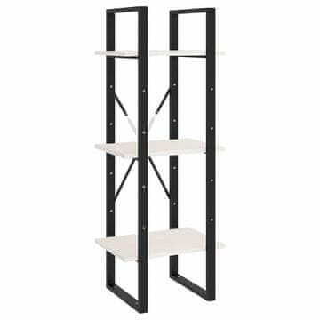 Vidaxl Knjižna omara 3-nadstropna bela 40x30x105 cm trdna borovina