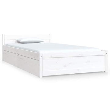 Vidaxl Posteljni okvir s predali bel 90x190 cm