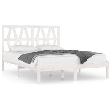 Vidaxl Posteljni okvir bel iz trdne borovine 120x200 cm