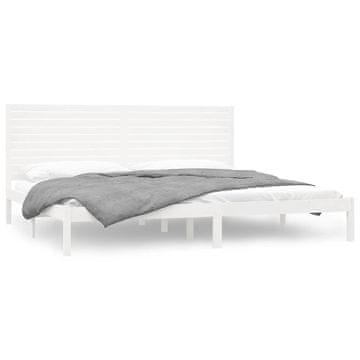 Vidaxl Posteljni okvir bel iz trdnega lesa 180x200 cm