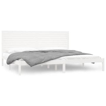 Vidaxl Posteljni okvir bel iz trdnega lesa 200x200 cm