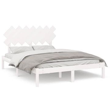Vidaxl Posteljni okvir bel 140x200 cm trden les