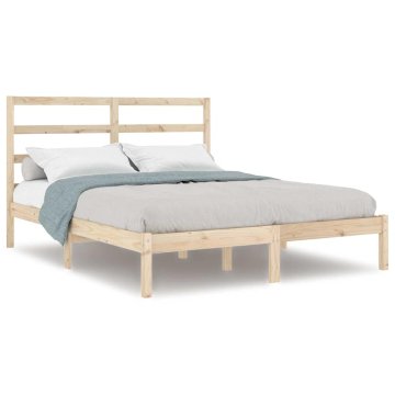 Vidaxl Posteljni okvir iz trdnega lesa 135x190 cm