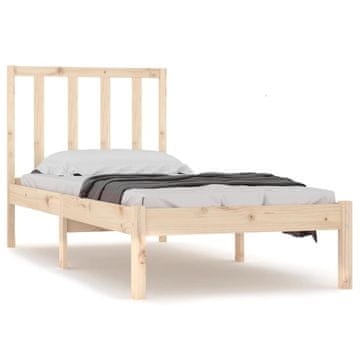 Vidaxl Posteljni okvir brez vzmetnice 75x190 cm trdna borovina